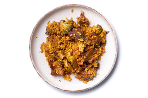 ARROZ DE SECRETO, BROCOLI Y AJOS TIERNOS